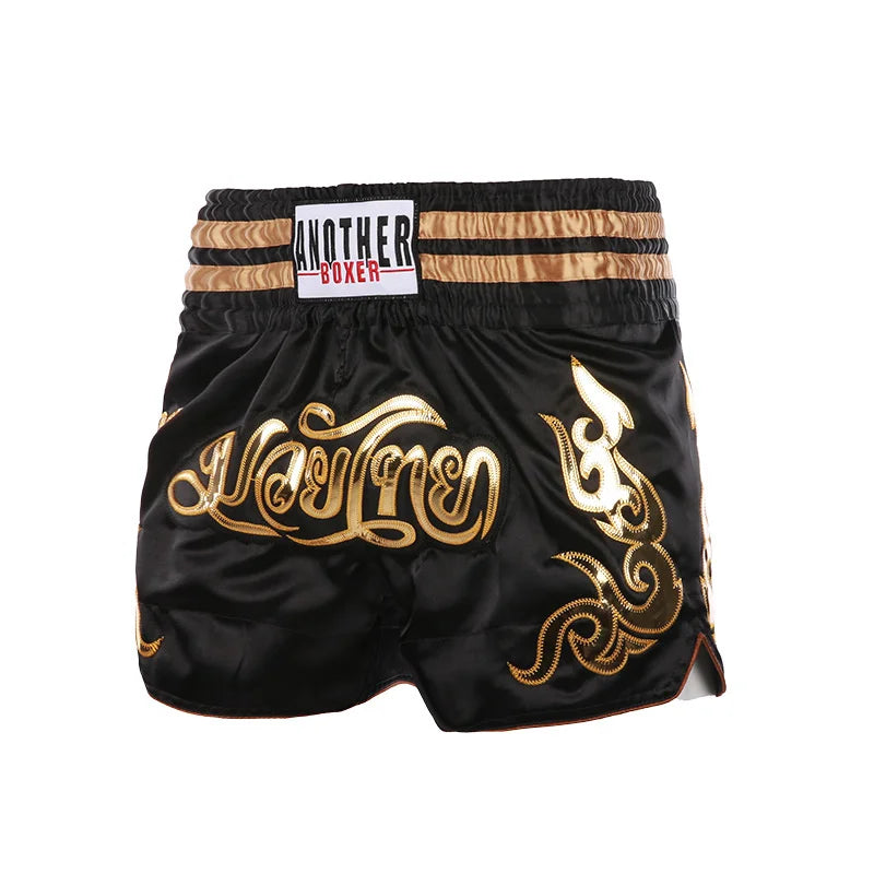 Short Muay Thai Brodé – MMA Kickboxing – Satin Polyester – Homme Femme Enfant - BLACKBEARD OUTDOOR INDUSTRIES