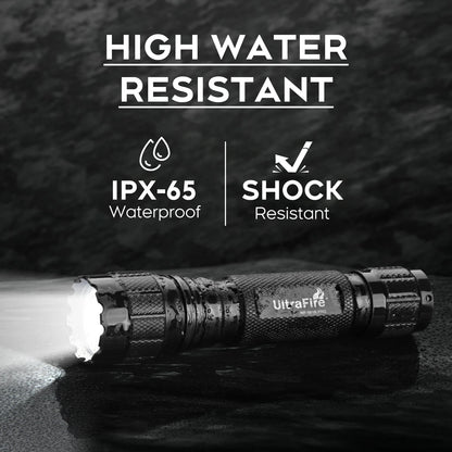 Lampe Torche Tactique UltraFire WF-501B Pro – 1200 Lumens Rechargeable avec Clip Ceinture Tactique W66 - BLACKBEARD OUTDOOR INDUSTRIES