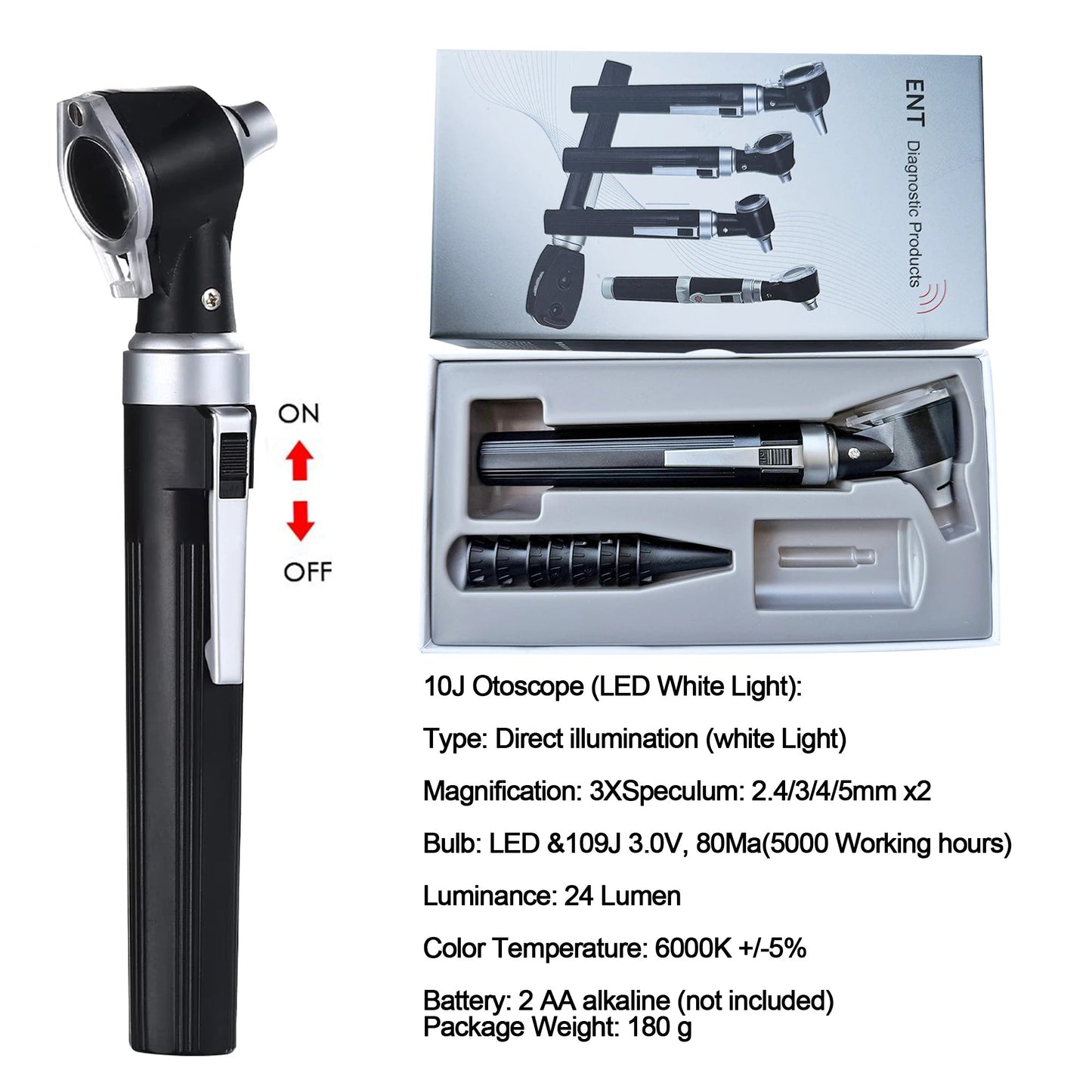 Otoscope - Détecteur d'Infection de l'Oreille avec Lumière et Kit de Vérification pour Oreilles avec Lentille de Grossissement 3X, pour Enfants, Adultes et Animaux BLACKBEARD OUTDOOR INDUSTRIES