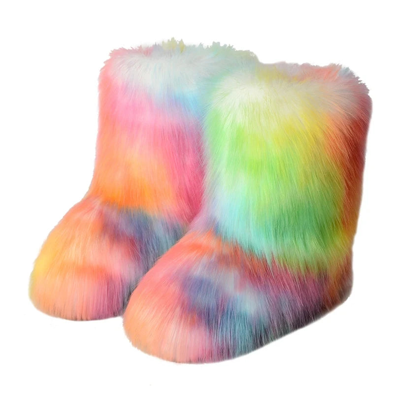 Bottes d’hiver femme fourrées en fausse fourrure
