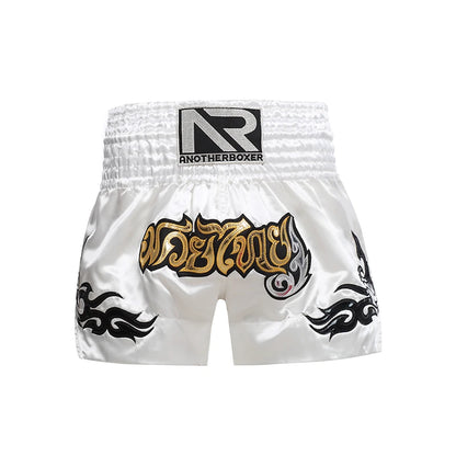 Short Muay Thai Brodé – MMA Kickboxing – Satin Polyester – Homme Femme Enfant - BLACKBEARD OUTDOOR INDUSTRIES