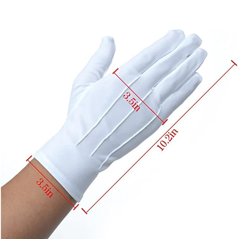 Gants blancs de cérémonie pour porte-drapeaux, lot de 2 paires