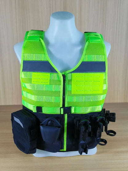 Lots Gilets Tactique Multifonction Noir ou Jaune Fluo – Doublure Anti-Coupure Interchangeable, Respirant 4 Saisons pour Agents de Securite, Formation et Patrouille (10 Configurations)