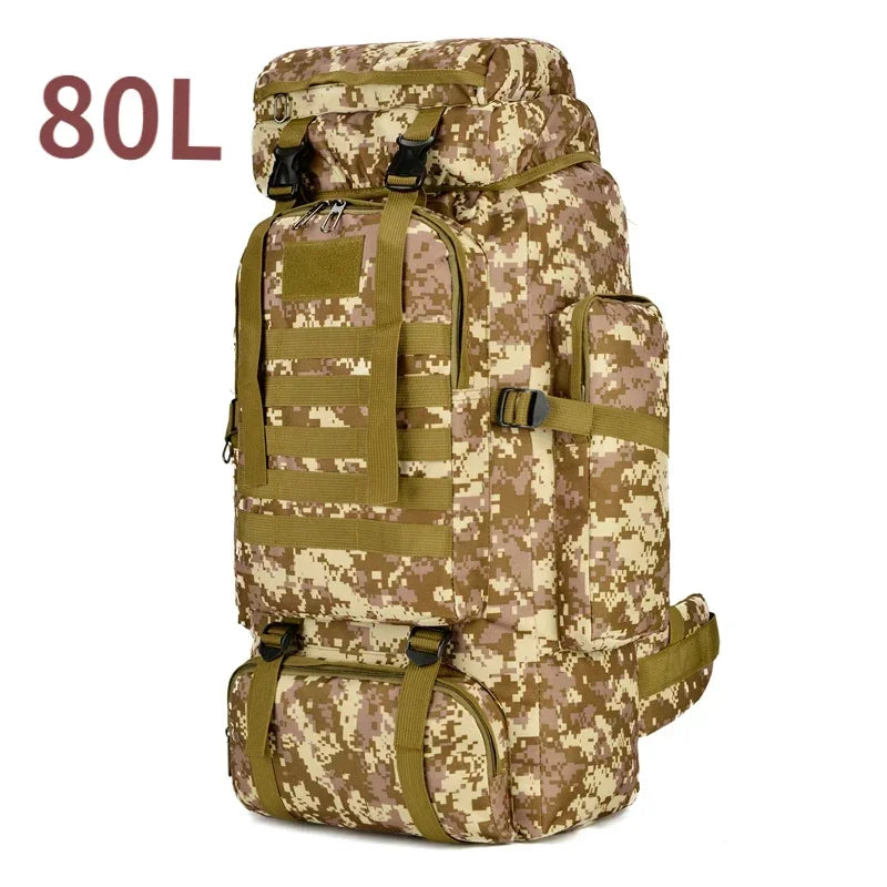 Sac à Dos Alpinisme Tactique 80L/100L Extensible – Randonnée, Camping, Voyage
