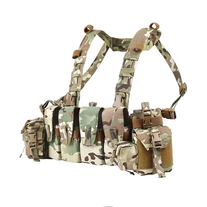 Chest rig tactique léger 500D avec harnais H et 4 poches chargeur