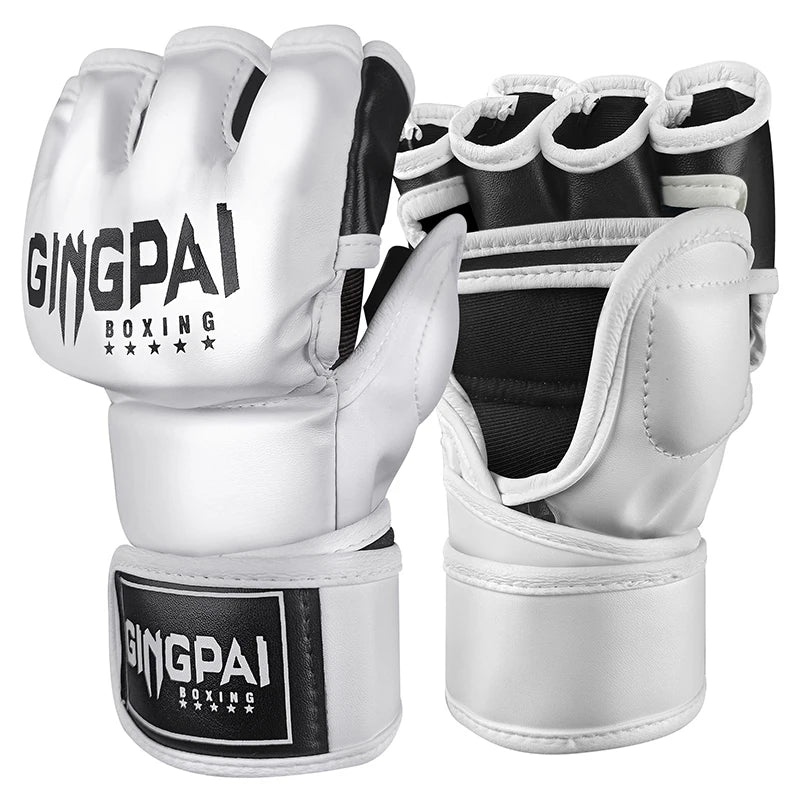 Mitaines MMA Sans Doigts Cuir PU – Gants Sac de Frappe / Kickboxing / Muay Thai – M & L - BLACKBEARD OUTDOOR INDUSTRIES