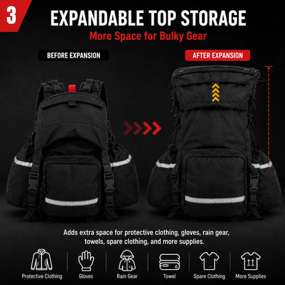 Sac à dos outdoor 35 L noir extensible à poches multiples