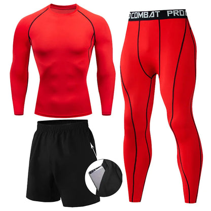 Ensemble MMA homme 2 ou 3 pièces, rashguard et legging de compression