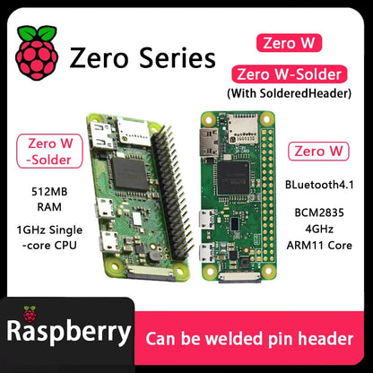 Carte Raspberry Pi Zero Officielle – Zero / Zero W / Zero 2 W / Zero-Solder / Zero W-Solder avec Header Soudé – 512 Mo RAM – Puce Broadcom Ma boutique
