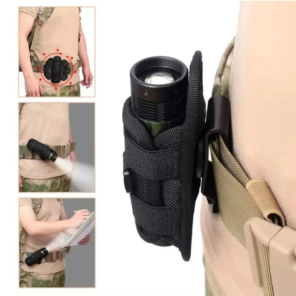 Holster Lampe Torche Tactique Rotatif 360° – Nylon Ceinture | Noir, Kaki, Vert - BLACKBEARD OUTDOOR INDUSTRIES