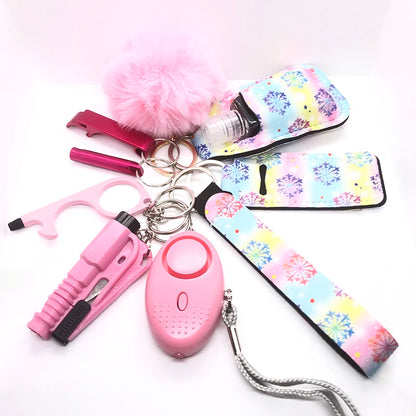 Kit porte-clés de sécurité femme 10 pièces avec dragonne