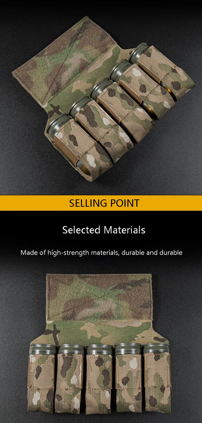 Pochette pour Grenades M203 – Porte-Grenades 5 Éléments 40MM – Accessoire pour Gilet Tactique Micro, Veste de Combat et Transporteur de Plaque - BLACKBEARD OUTDOOR INDUSTRIES