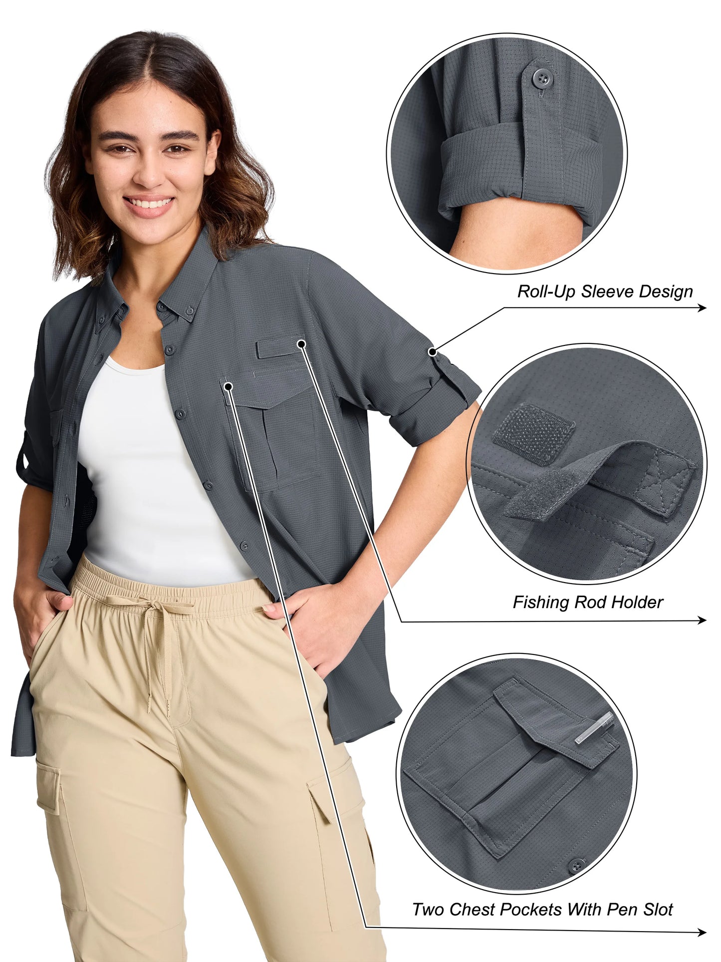 Chemise Femme de Randonnée KEFITEVD – Séchage Rapide, Respirante & Anti-UV – Manches Longues Modulables - BLACKBEARD OUTDOOR INDUSTRIES