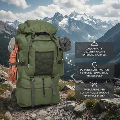 Sac à Dos Militaire Tactique 100L XXL 600D Polyester Imperméable – Extensible 78cm, Rembourré | Randonnée, Camping, Bushcraft | Expédié d'Allemagne