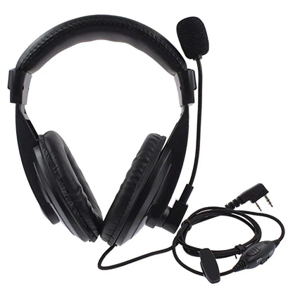 Casque Arceau Antibruit avec Micro Boom PTT – 2 Broches Compatible Baofeng, Kenwood, Sécurité
