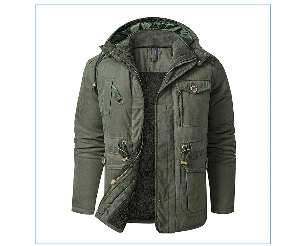 Veste d’Hiver Chaude Homme – DIMUSI Veste Tactique Épaissie | Polaire Doublée | Multi-poches | Coupe-Vent | Capuche | Mode & Outdoor - BLACKBEARD OUTDOOR INDUSTRIES