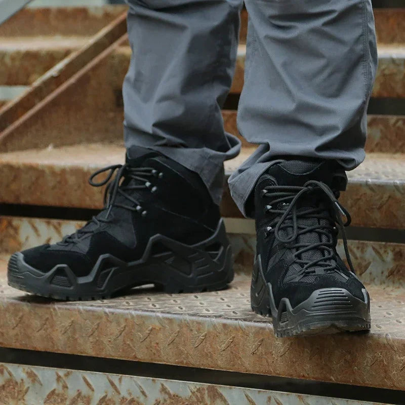 Chaussures Tactiques Mi-Hautes Militaires Désert – Cuir Suède, Randonnée & Outdoor, 39-46