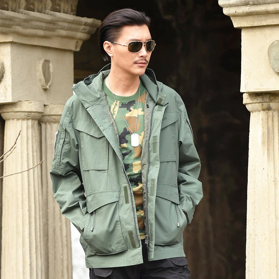 Veste M65 Militaire Homme | Coupe-Vent Tactique Étanche avec Capuche – Hiver/Automne - BLACKBEARD OUTDOOR INDUSTRIES