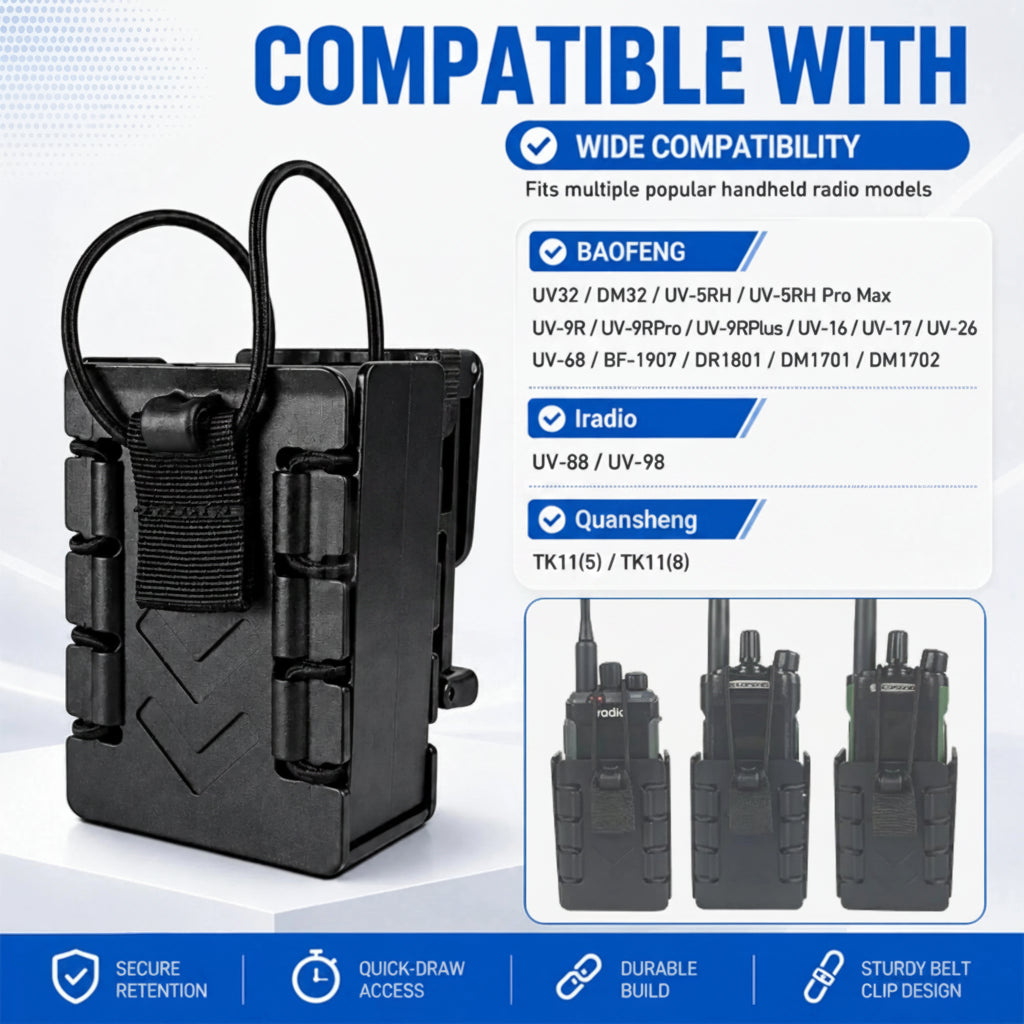 Holster Tactique MOLLE Universel 360° – Porte-Radio Rapide Baofeng, Quansheng, Iradio