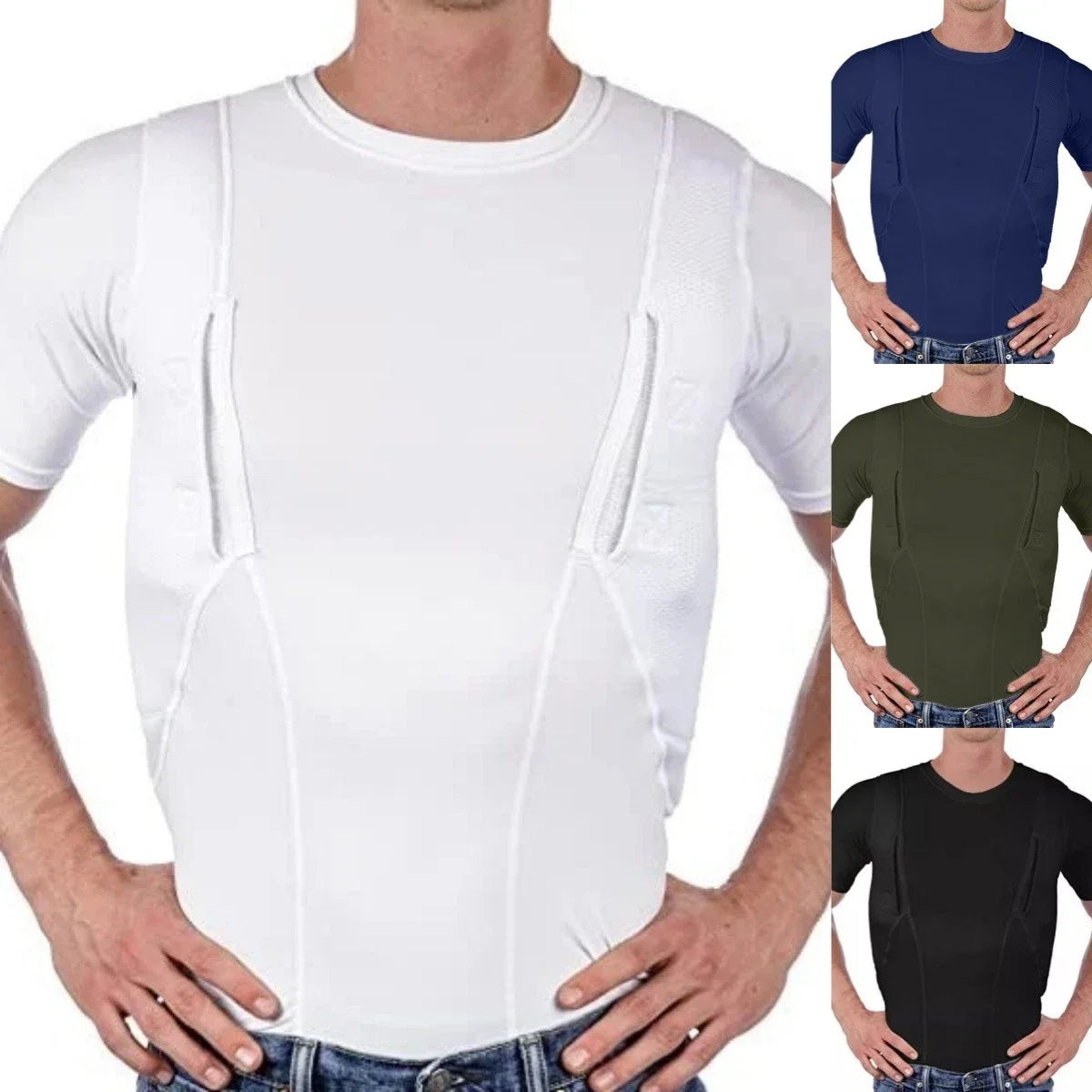 T-Shirt Holster Dissimulé Homme – Port Concealed Carry | Séchage Rapide | 6 Coloris | S à 5XL - BLACKBEARD OUTDOOR INDUSTRIES