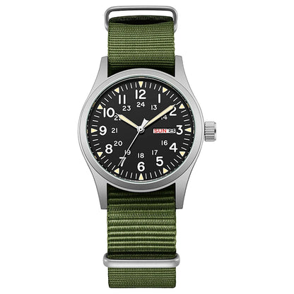 Montre de terrain K7105 – 38 mm, bracelet nylon et aiguilles lumineuses