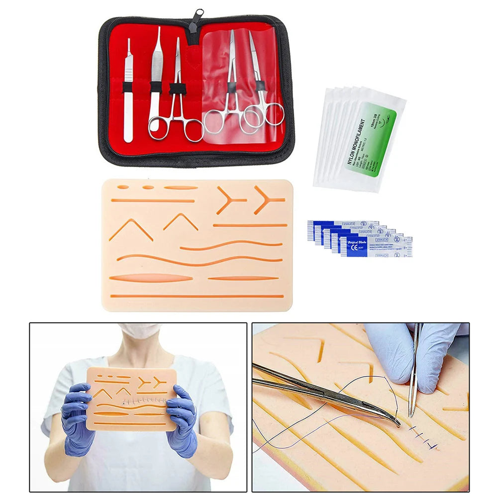 Kit de Suture Chirurgicale d’Entraînement – Pad Silicone 3 Couches | Étudiants Médecine & Secourisme