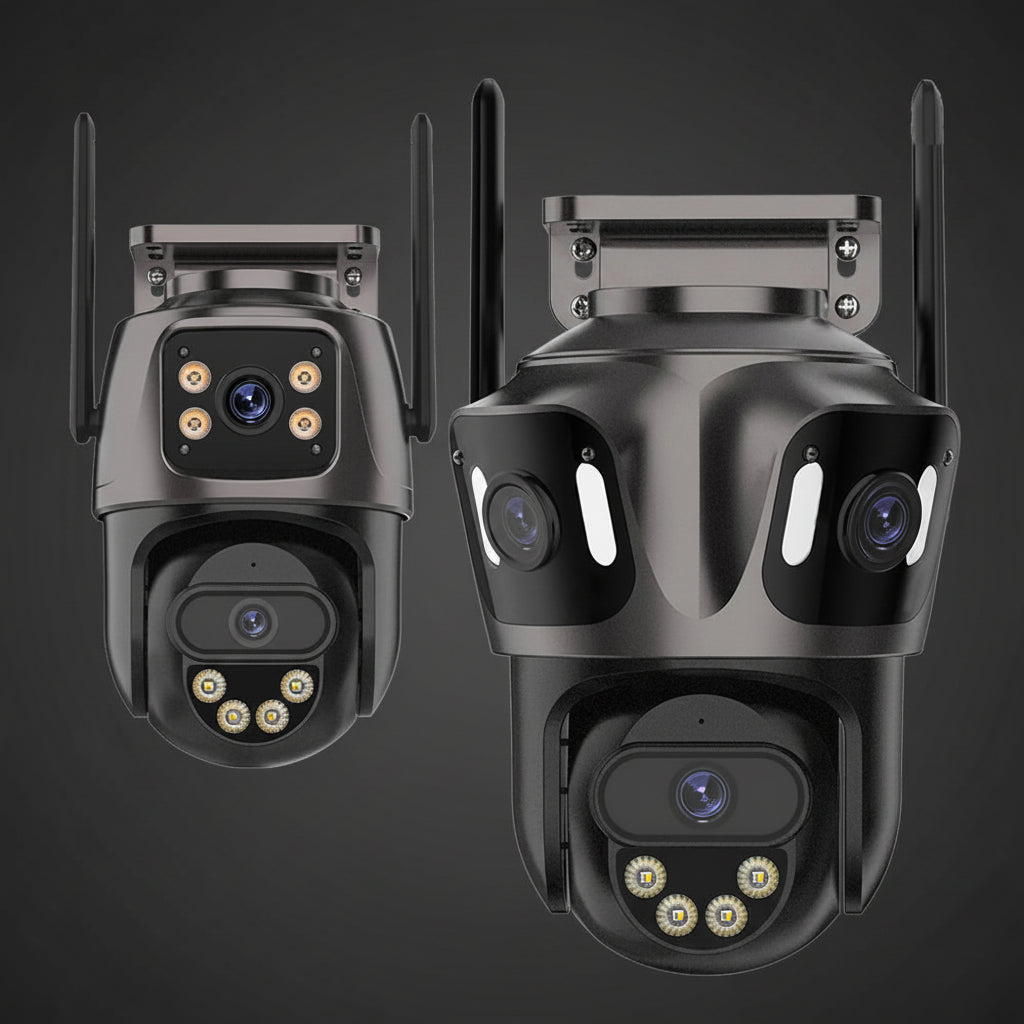 Caméra de Surveillance WiFi 4K/6K – Triple Objectif, Vision Nocturne Couleur, Détection IA, Étanche IP66 | iCSee - BLACKBEARD OUTDOOR INDUSTRIES