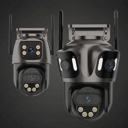 Caméra de Surveillance WiFi 4K/6K – Triple Objectif, Vision Nocturne Couleur, Détection IA, Étanche IP66 | iCSee - BLACKBEARD OUTDOOR INDUSTRIES