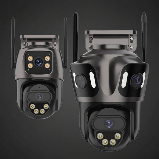 Caméra de Surveillance WiFi 4K/6K – Triple Objectif, Vision Nocturne Couleur, Détection IA, Étanche IP66 | iCSee - BLACKBEARD OUTDOOR INDUSTRIES