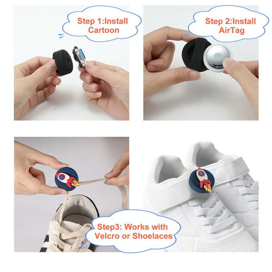 AirTag Holder Case for Kids Shoelaces & Straps Waterproof Silicone  GPS Tracker Accessories for Toddler Child's Shoes Shoestring BLACKBEARD OUTDOOR INDUSTRIES