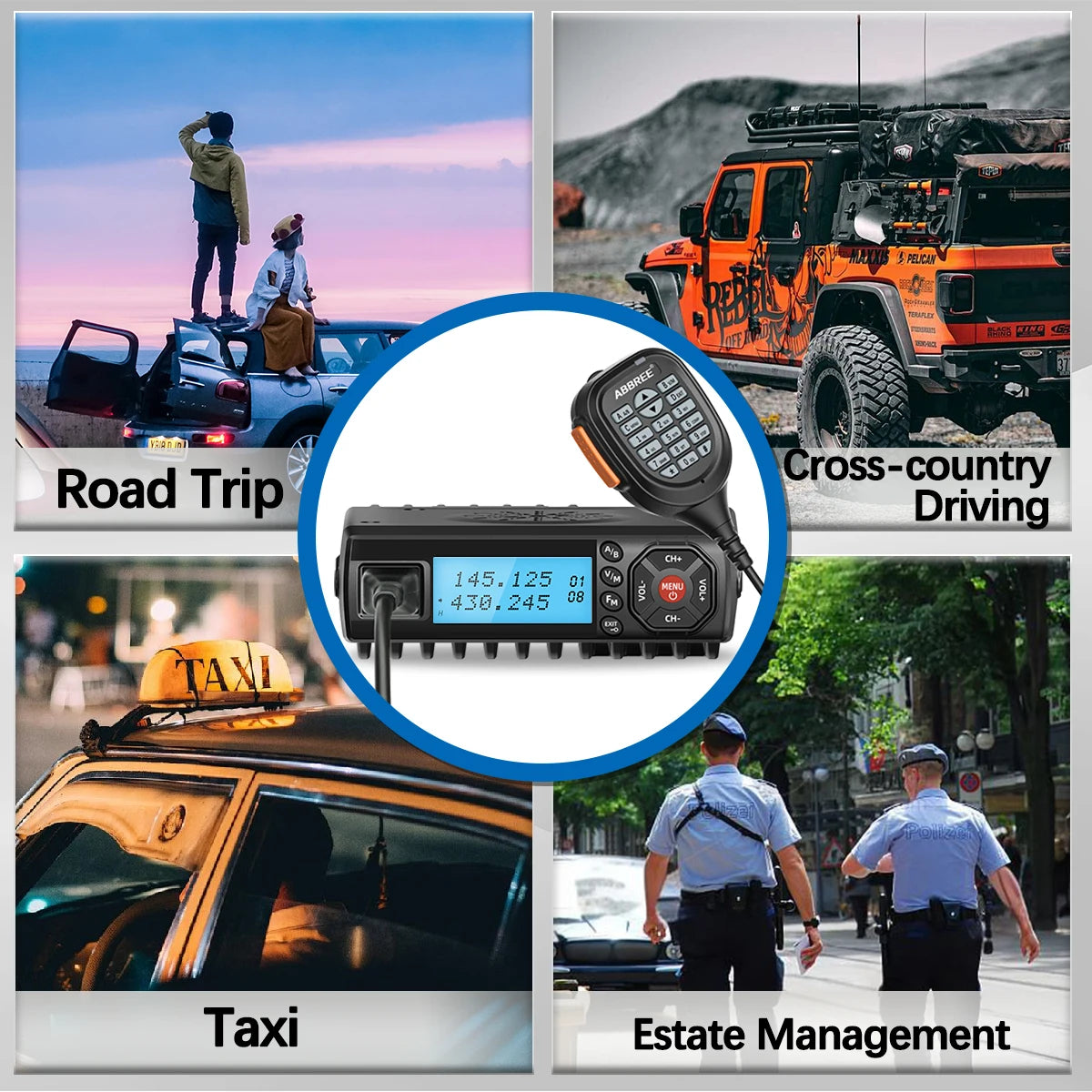 ABBREE AR-318 / AR-218 – Radio Mobile Portable VHF/UHF Double Bande 25W 128 Canaux - BLACKBEARD OUTDOOR INDUSTRIES