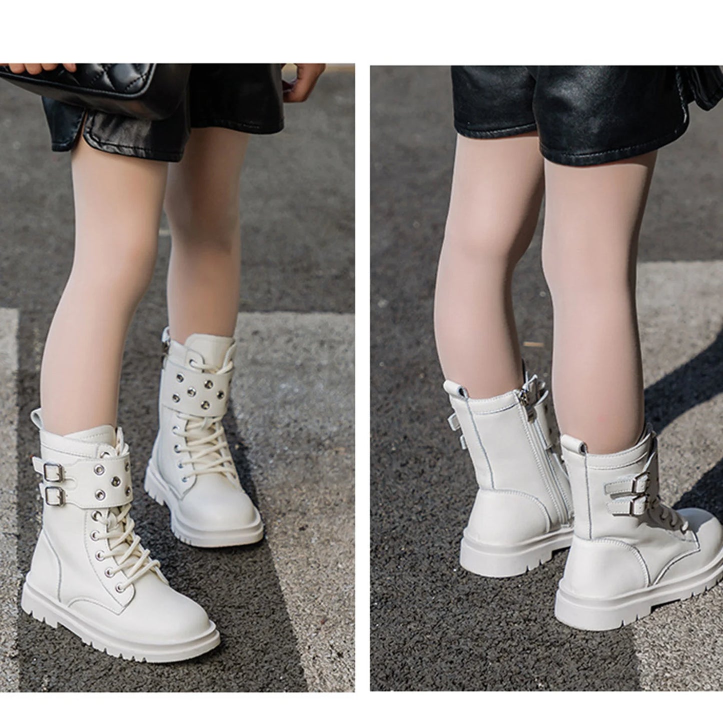 Bottines Enfant Cuir Style Britannique – Zip Latéral Antidérapantes Unisexe EU 21-37
