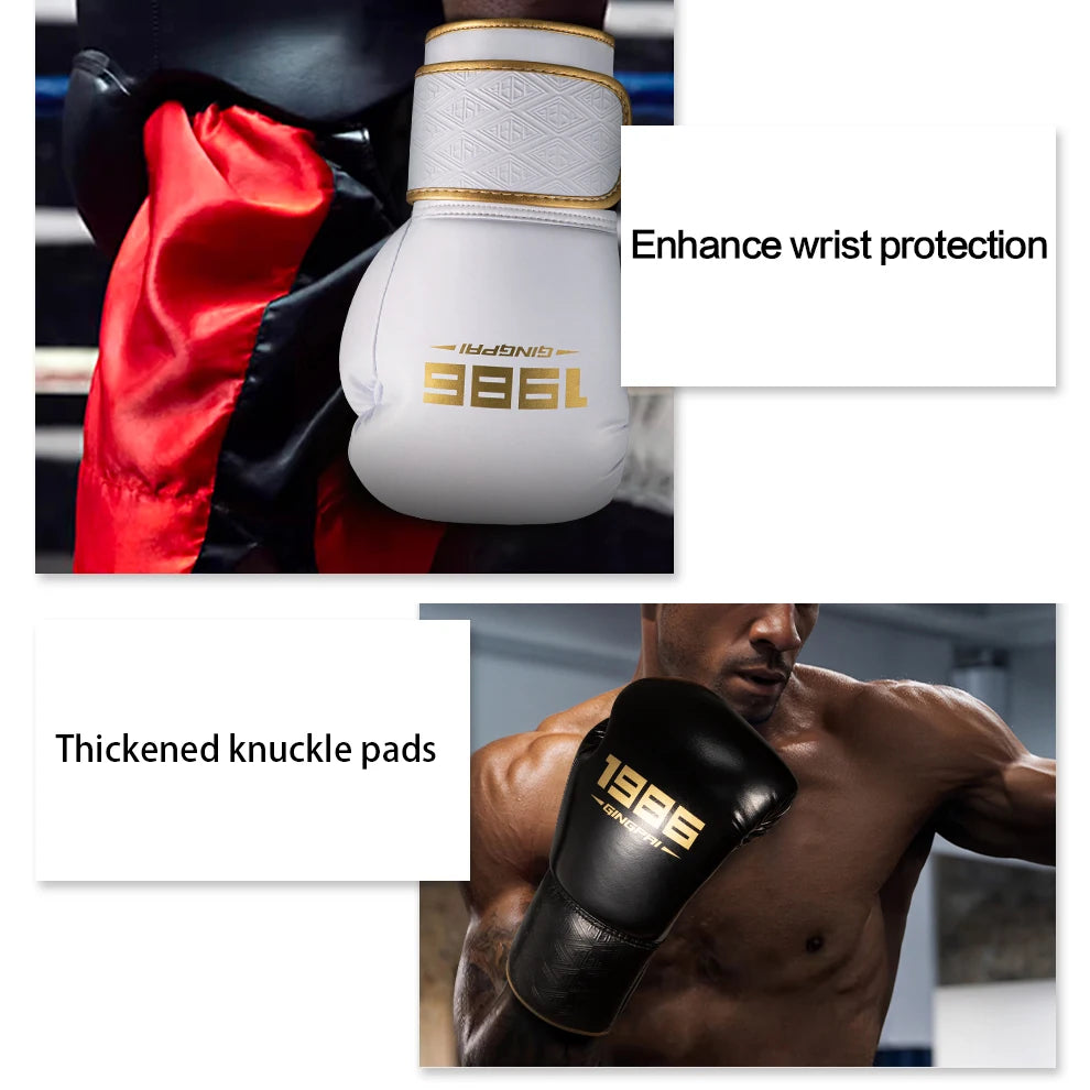 Gants de Boxe Professionnels Adulte Cuir PU – Sanda, Muay Thai, MMA, Sparring | 8 à 14 oz | Homme & Femme | 4 Coloris - BLACKBEARD OUTDOOR INDUSTRIES