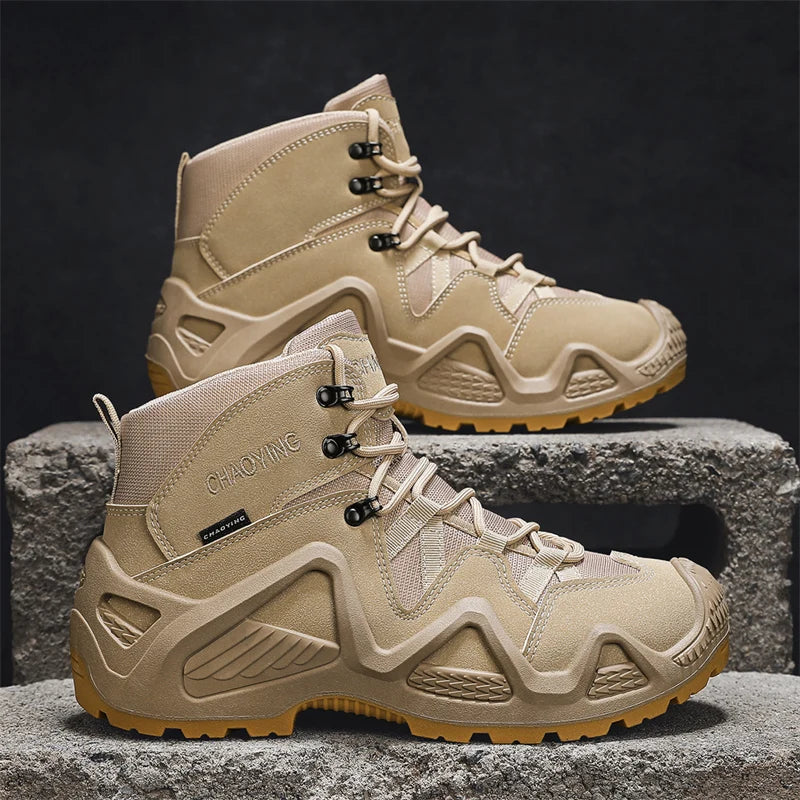 Bottines Tactiques Militaires Homme WANUX – Montantes Cheville, Style Army Désert, Semelle Caoutchouc, 39-46