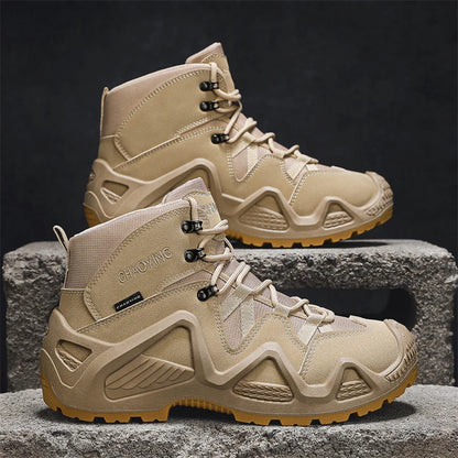Bottines Tactiques Militaires Homme WANUX – Montantes Cheville, Style Army Désert, Semelle Caoutchouc, 39-46