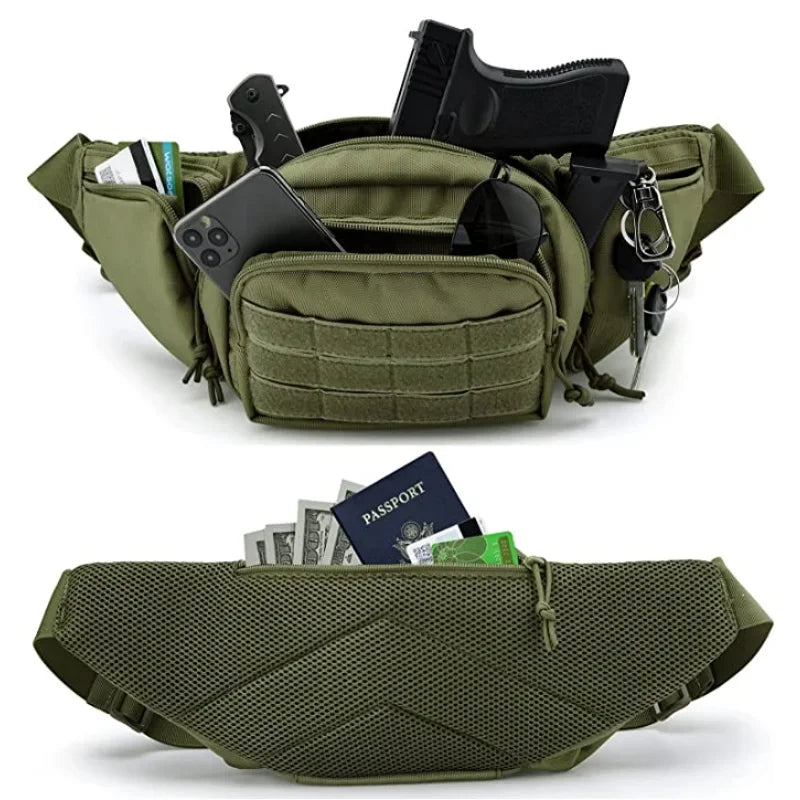 Sacoche banane tactique avec holster MOLLE - Port discret, porte-chargeurs intégrés, nylon résistant - BLACKBEARD OUTDOOR INDUSTRIES