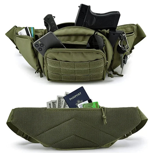 Sacoche banane tactique avec holster MOLLE - Port discret, porte-chargeurs intégrés, nylon résistant - BLACKBEARD OUTDOOR INDUSTRIES