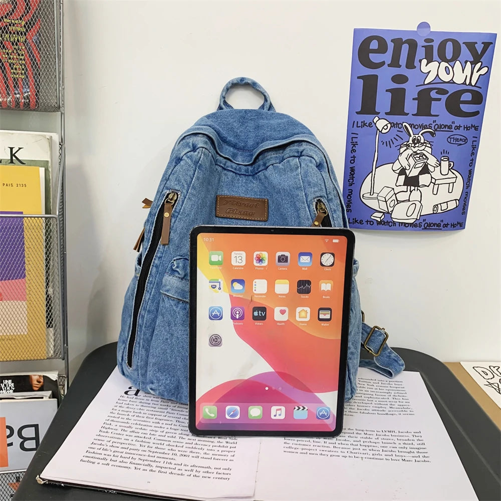 🎒 Sac à Dos en Jean Tendance – Style Denim | Grande Capacité Étudiante | Multi-Poches | Unisexe - BLACKBEARD OUTDOOR INDUSTRIES