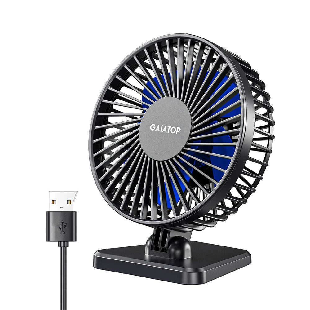 Ventilateur USB de Bureau GAIATOP – Mini Ventilateur Portable 3 Vitesses, Silencieux, 5W