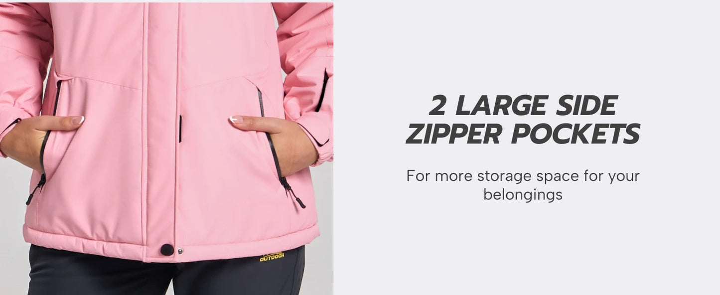 Veste Parka Hivernale TACVASEN pour Femme – Manteau à Capuche en Polaire, Imperméable et Coupe-Vent avec 5 Poches Zippées pour Ski et Snowboard - BLACKBEARD OUTDOOR INDUSTRIES