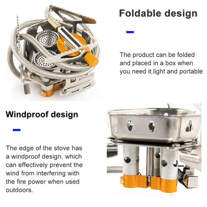 Widesea Réchaud Camping Gaz 3500W – Brûleur Portable Pliable Inox | Randonnée, Bivouac, Outdoor