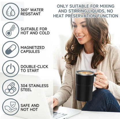 380ML Mini Electric Coffee Self Mixing Mug IP67 Waterproof Food Safe Coffee Mug USB Rechargeable Automatic Magnetic Cup For Tea BLACKBEARD OUTDOOR INDUSTRIES