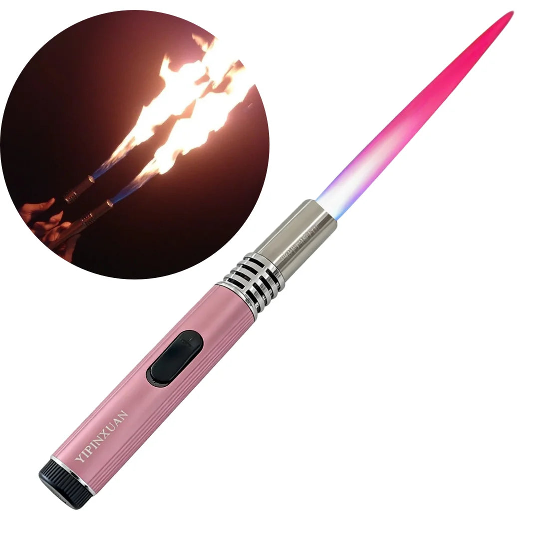 Briquet chalumeau tempête en métal, flamme jet rose