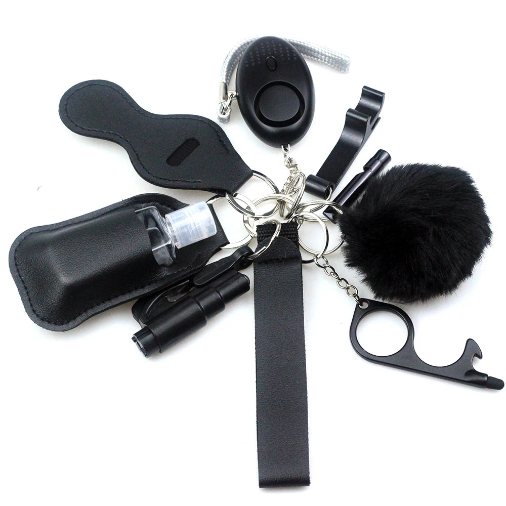 Kit porte-clés de sécurité femme 10 pièces avec dragonne