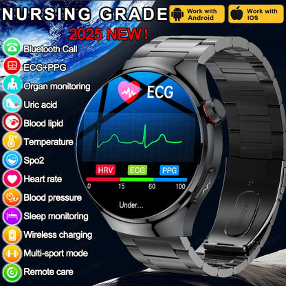 Montre Connectée Médicale GUHUAVMI TK26 – ECG+PPG – Uric Acid, Température, Lipides, Appels Bluetooth – Écran AMOLED 1.43” – Étanche IP68 - BLACKBEARD OUTDOOR INDUSTRIES