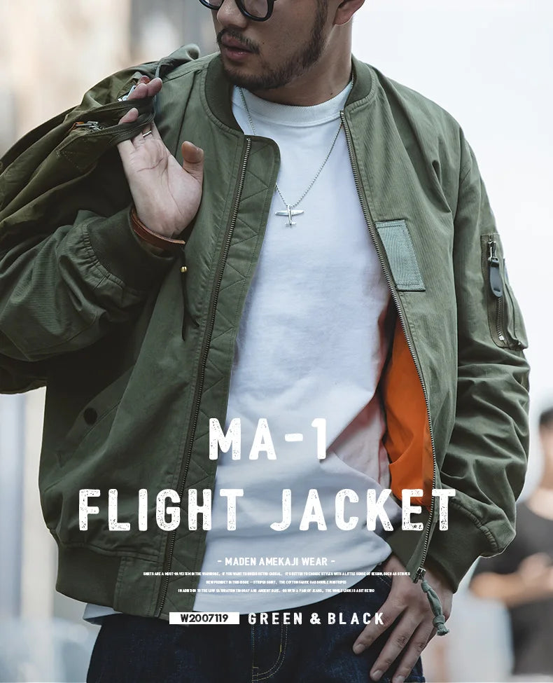 Veste Bomber Homme MA-1 Rétro – MADEN | Veste Pilote Style Militaire, Coupe Vent, Printemps & Automne - BLACKBEARD OUTDOOR INDUSTRIES