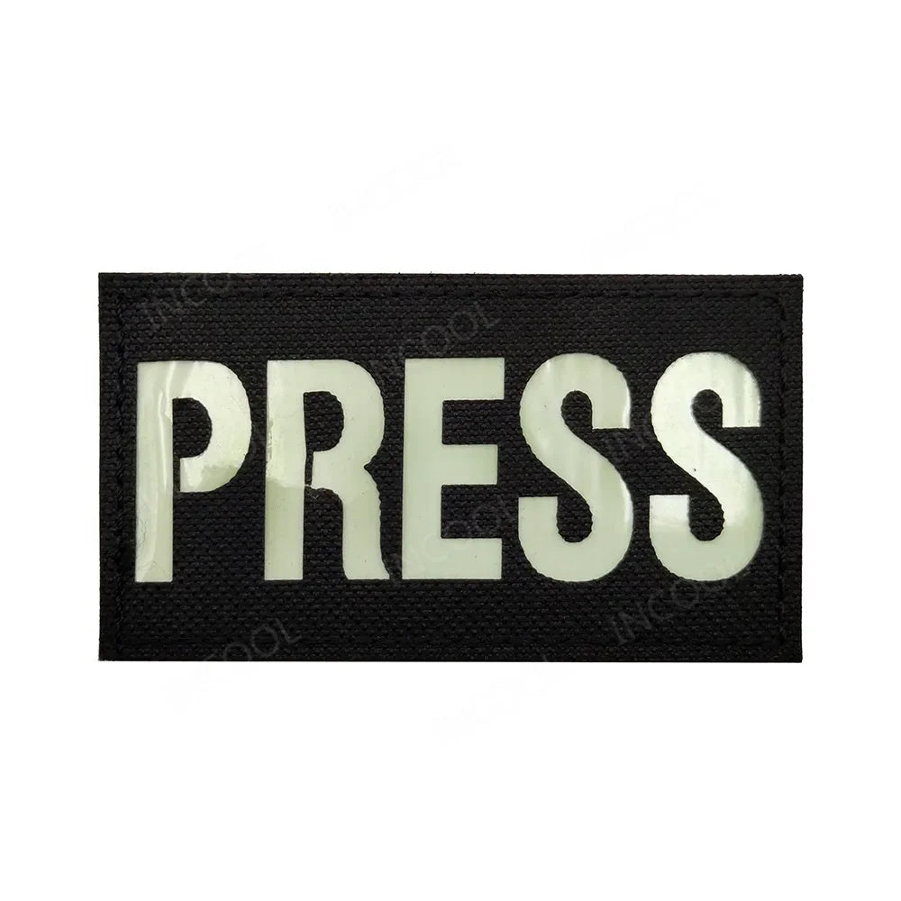 Patch Brassard Brodé PRESS MEDIA INSTRUCTOR – Réfléchissant & Lumineux | Velcro