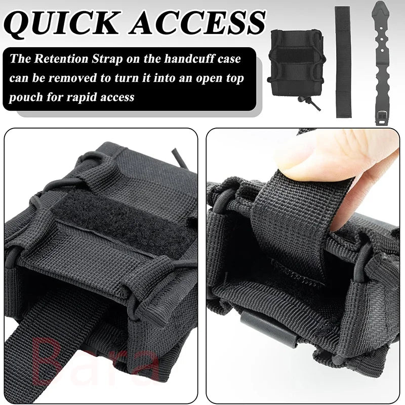 Pochette Tactique pour Menottes Ouvertes avec Clip et Sangle – Étui de Ceinture pour Menottes Asp, Menottes à Charnière, Menottes à Chaîne et Menottes Rigides Pliantes - BLACKBEARD OUTDOOR INDUSTRIES