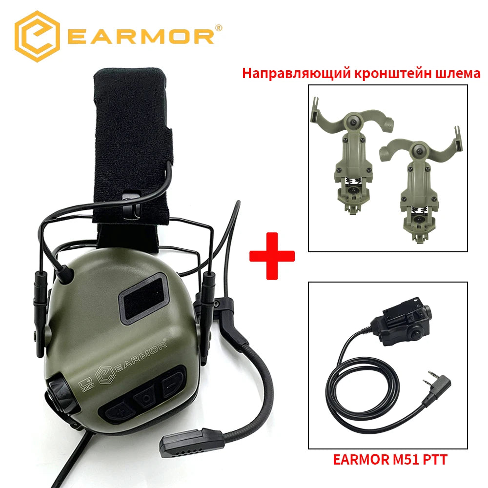 Casque de tir Earmor M32 SE – antibruit électronique avec micro, PTT M51 et support ARC pour casque - BLACKBEARD OUTDOOR INDUSTRIES