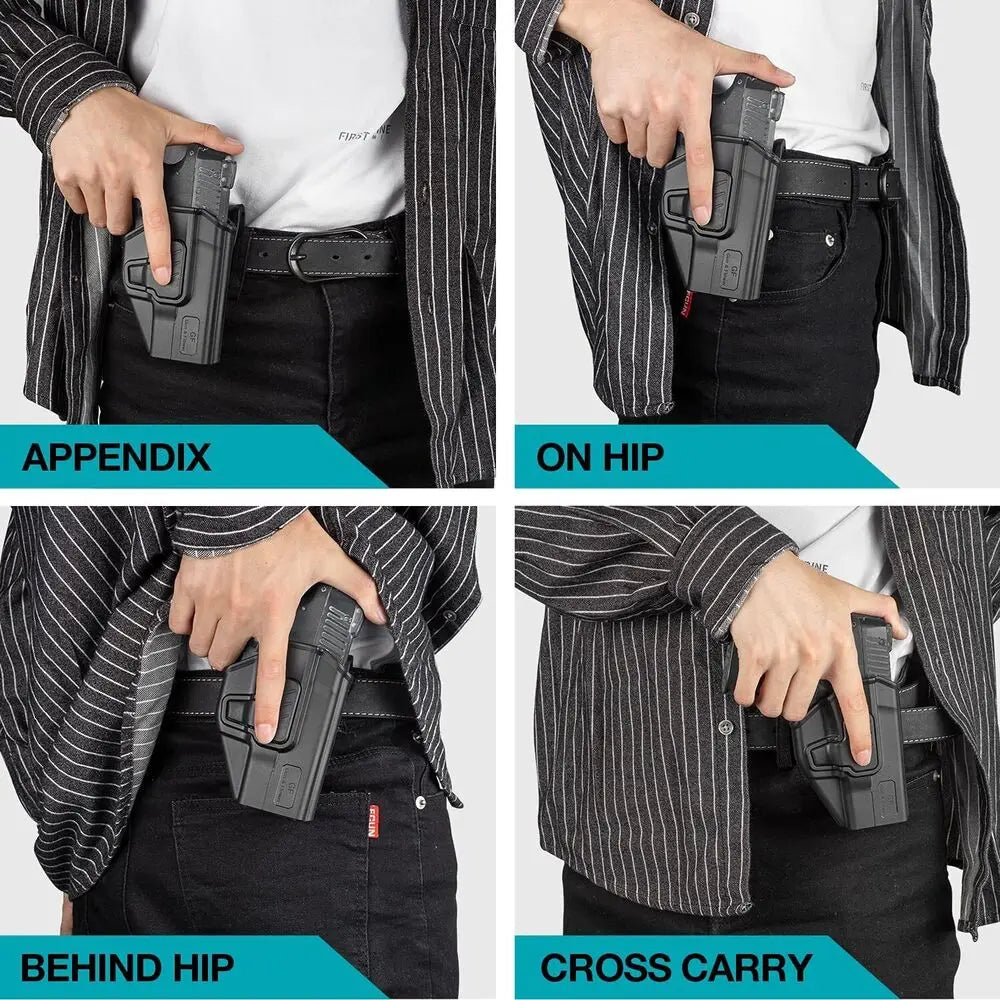 Holster OWB CZ P10C / P10S / P10C Airsoft – Rétention Level II, Paddle 360°, Posi-Click, Compatible Point Rouge | Droitier | 4 Fixations - BLACKBEARD OUTDOOR INDUSTRIES